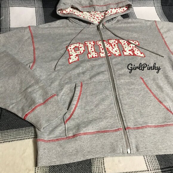 PINK FRANKIES x BERRY FULL ZIP HOODED SWEATSHIRT IN HEATHER GREY ON HAND XS-XL - Picture 10 of 12